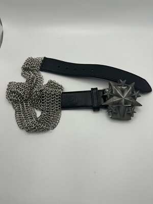Harley-Davidson Black Leather Belt with Chain Detail Harley Davidson Chain Link Genuine Leather Belt Size 42 2004  main image 3
