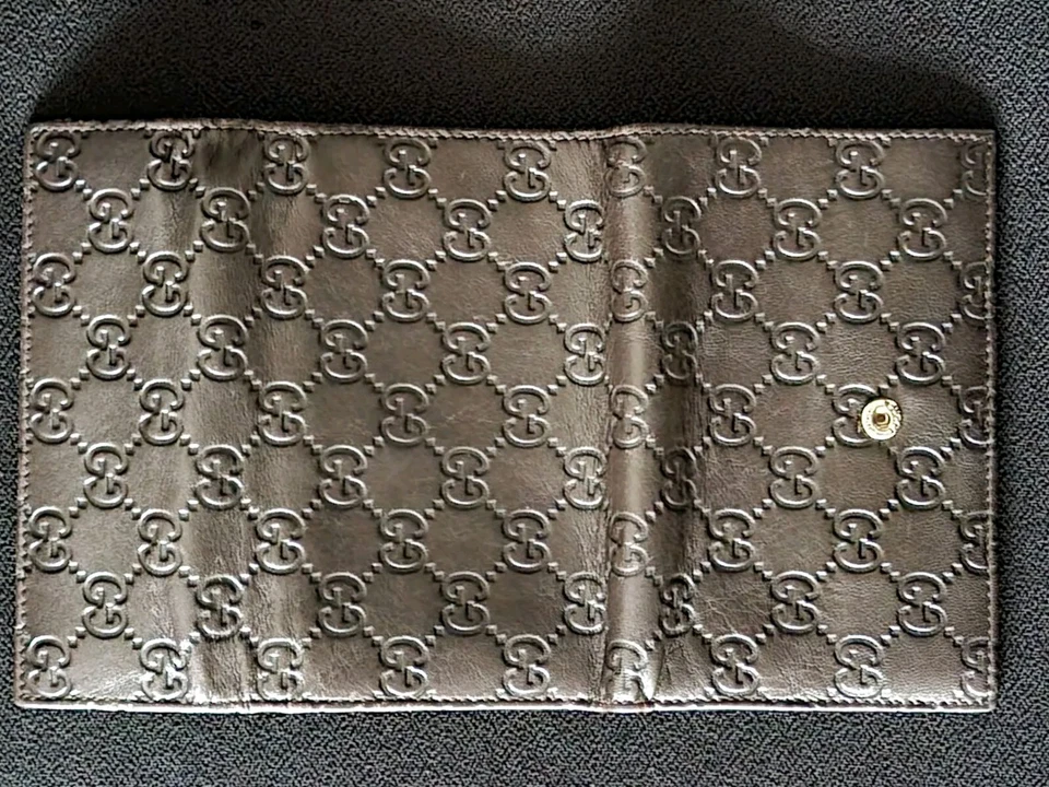 GUCCI PURSE GUCCISIMA PATTERN BROWN LEATHER A VINTAGE COLLECTIBLE FASHION BEAUTY - Image 4 of 4