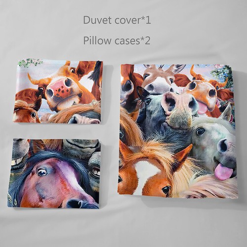 Lustiges Tiermotiv niedliche Hunde Katzen Blumen Haustierliebhaber Bettdecke Bettbezug Bett-Set - Bild 19 von 21