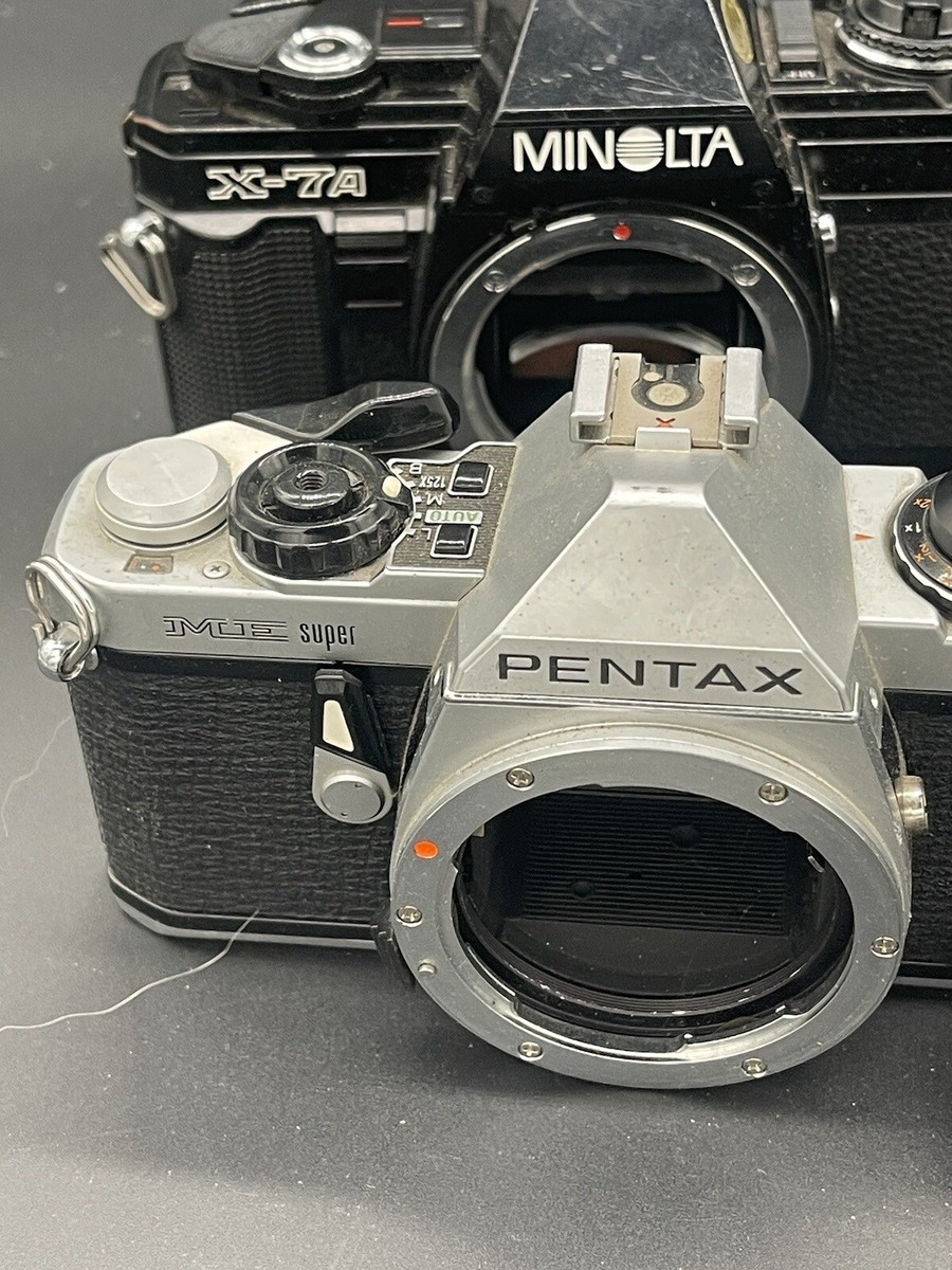 Lot Of 6 Minolta Canon Pentax Cameras AS IS! T70, ME Super, X-7A
