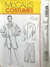McCall's Men's Colonial Costume Pattern M4864 Size S-XL UNCUT