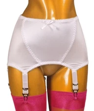Plus Size Glossy Lace Edge Vintage Suspender Garter Belt W 6 Straps Open Bottom