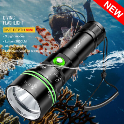 LED Power Lamp Professional Scuba Diving Light 80M Underwater  Dive Torch