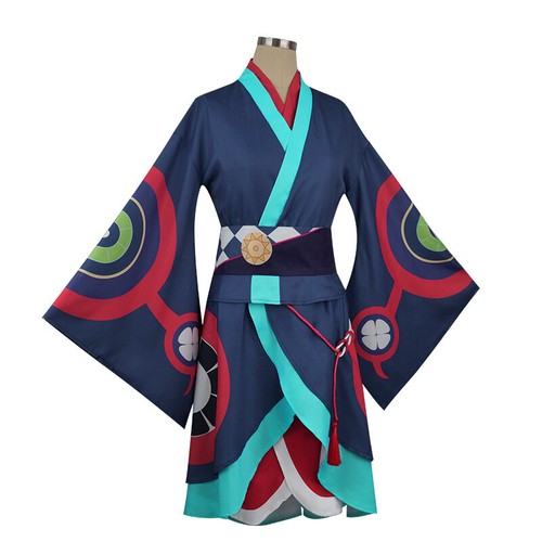 Anime Mononoke Yakusho Costume kimono Waist Printing Cartoon Dress Suit W/Bow - Picture 5 of 18