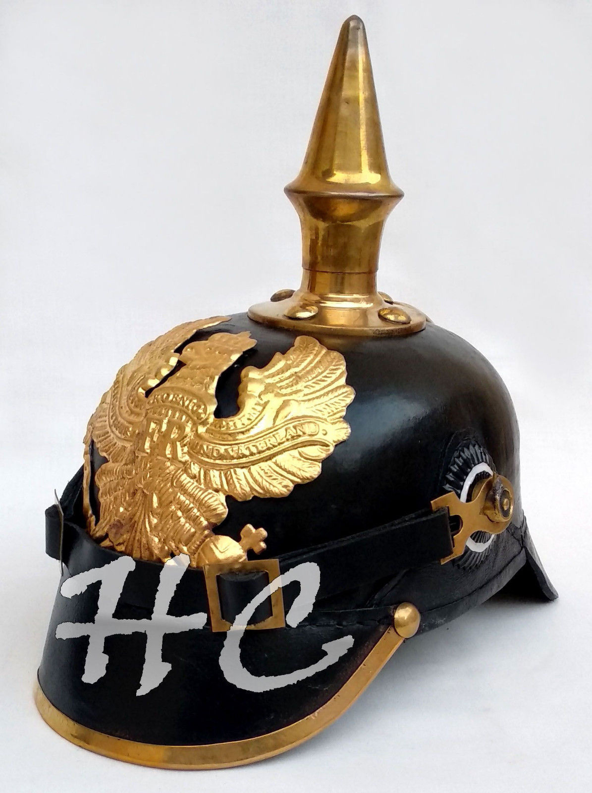 Armadura de cuero Spike Casco alemán Pickelhaube Casco prusiano WW1 Disfraz