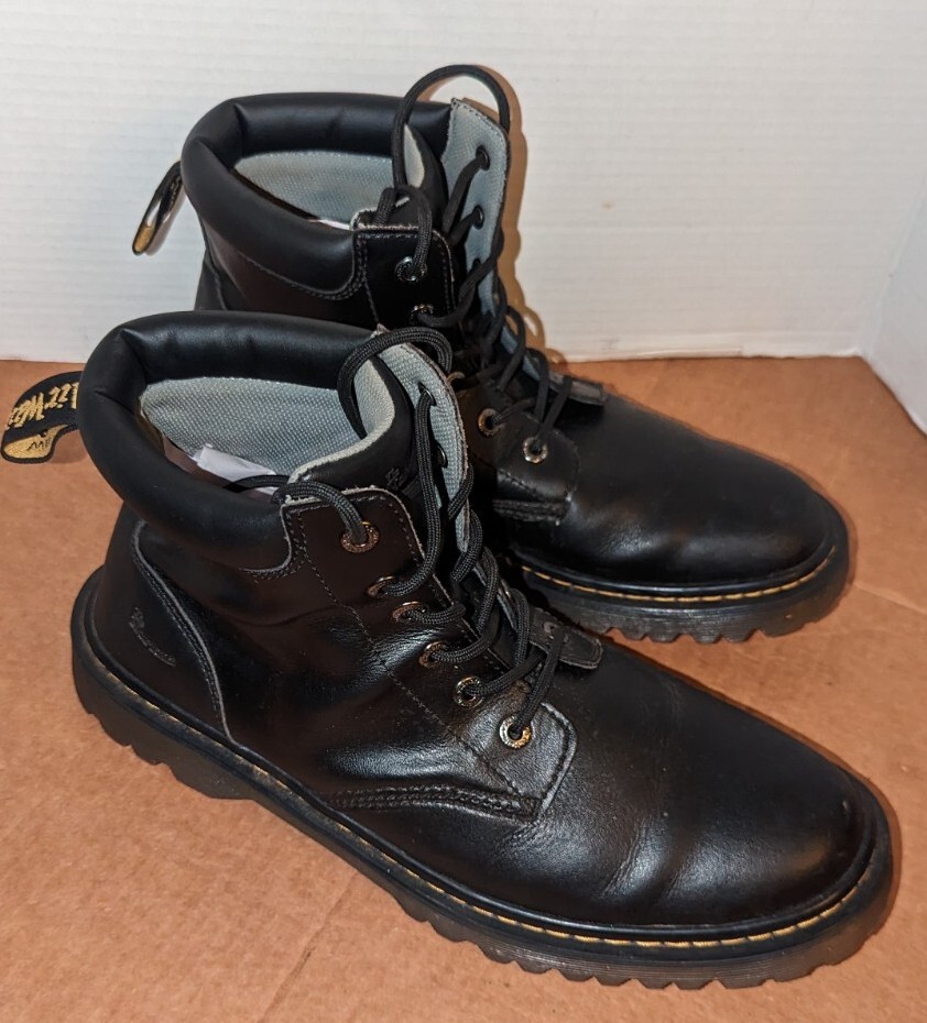Dr. Doc Martens Awley AirWair Black Leather Combat Boots  display picture 1