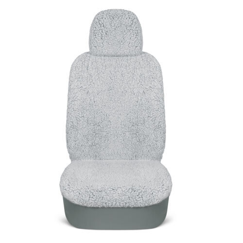 Carbella Gray Sherpa Fleece Car Seat Covers 2-Pack for Women Fits Auto Trucks - Bild 4 von 8