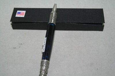 Handmade Deep Blue Sea Nautical Pen with Pewter Parts, Gift Box, & Parker Refill