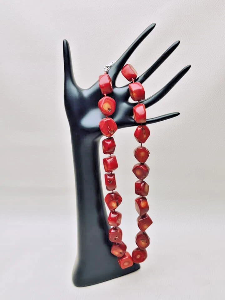 Collana perle rosse pesanti naturali? Corallo 153 gr. Chiusura in argento gro... - Immagine 2 di 4