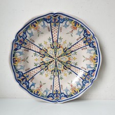 assiette plat faience vieux rouen grand feu 19 ème siecle barbotine majolique