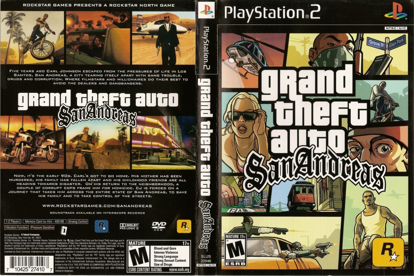  San Andreas PS2 Replacement Game Box Case + Cover Art Work Only