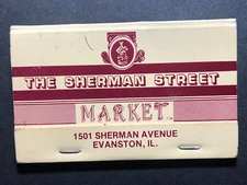 Evanston, Il Sherman Street Market Holiday Inn Full Matchbook c1975-85 VGC