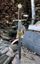 Handmade Damascus Steel Double Edge Viking Sword, Battle Ready Sword With Sheath