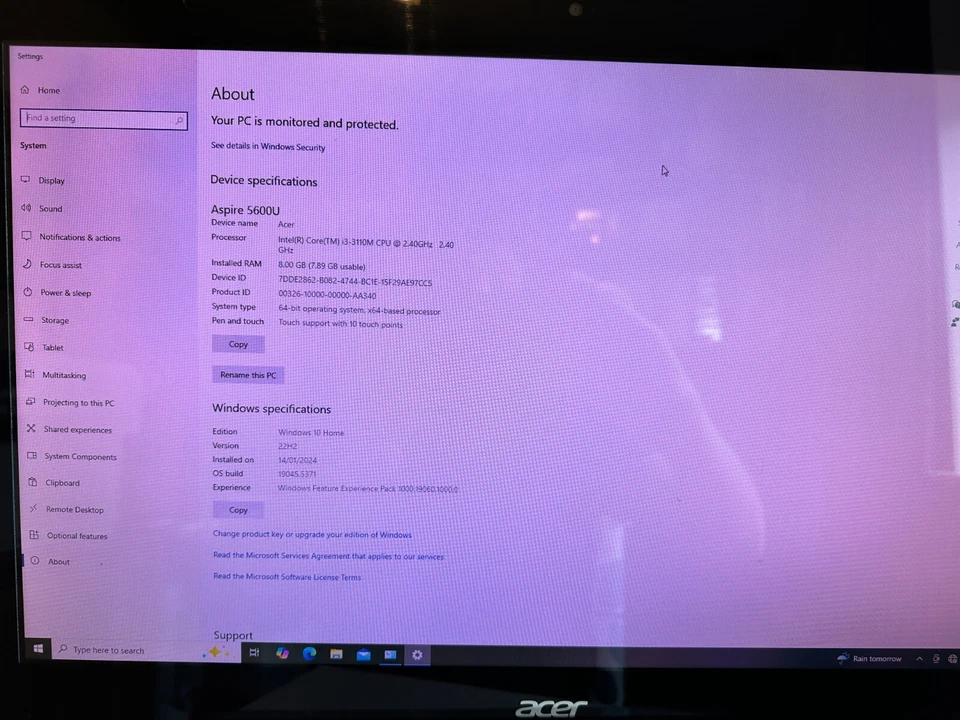 Acer Aspire 5600U Intel® Core™ i3 58.4 cm (23") 1920 x 1080 pixels Touch Screen - Image 3 of 4