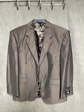 NWT American Western Blazer Men 48R Gray  Beige Birds Eye Western Rockabilly