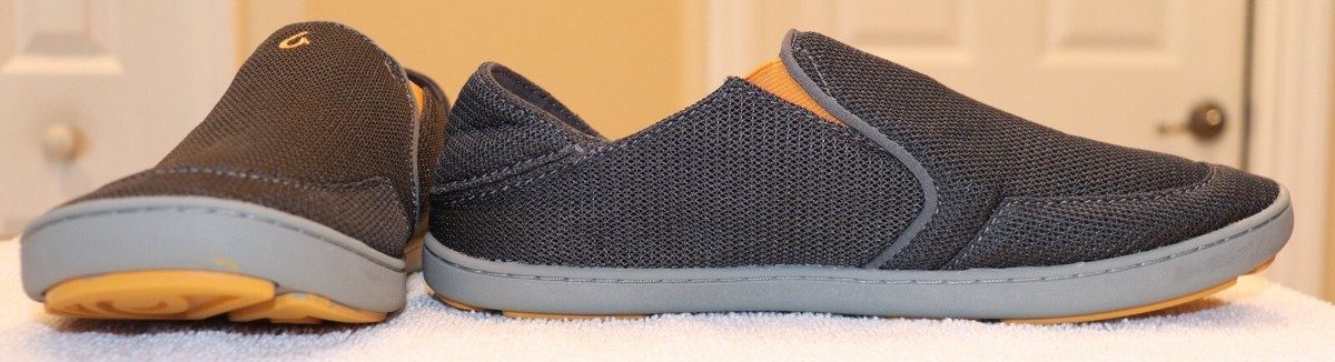 ?OluKai Nohea Shoes Men\'s US 7 Mesh Gray Slip-On Folding Heel Loafer 10188-4242 Olukai Mens Nohea Mesh Dark Shadow Gray Loafer Slip On Shoes  main image 2