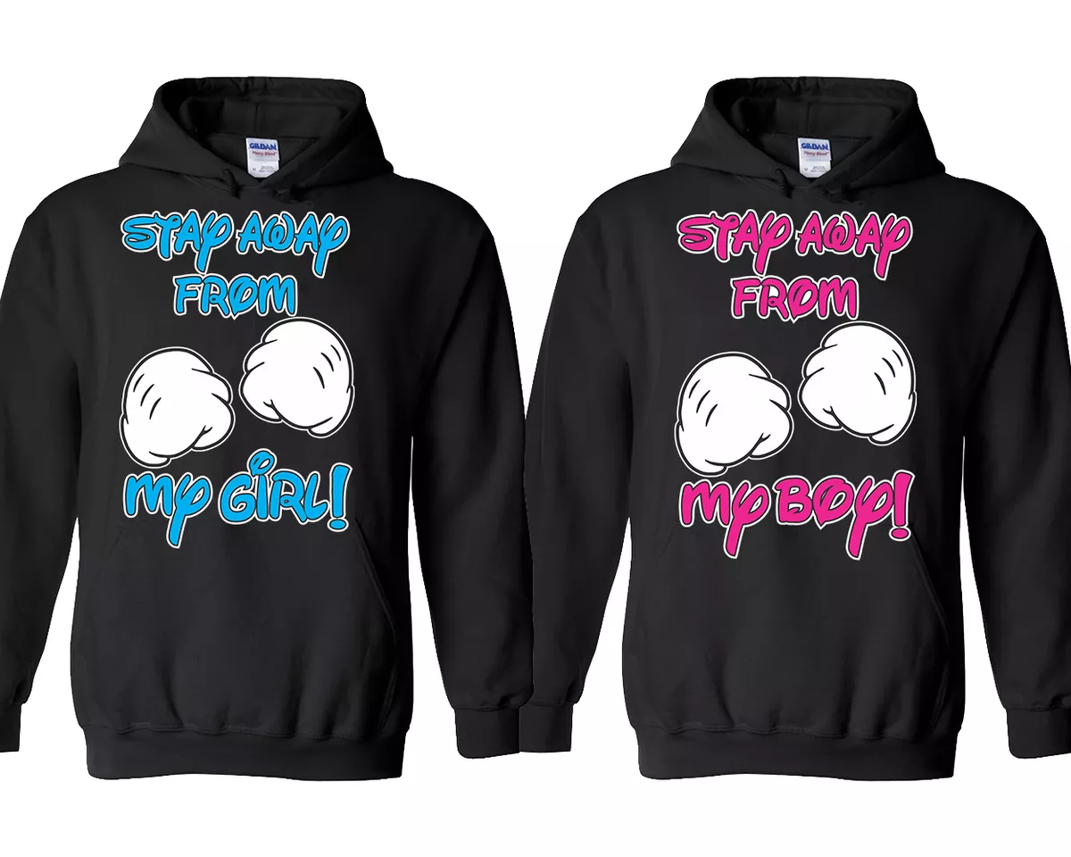 Stay Away From My Girl Boy Couple HOODIE Matching Couple Cartoon Hands  Hoodies S