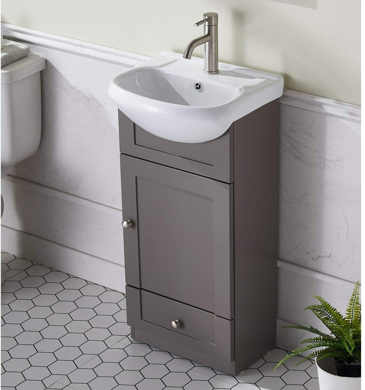 18 Gray Bathroom Vanity Cabinet Top Ceramic Oval Vessel Sink Manufactured Set For Sale Online