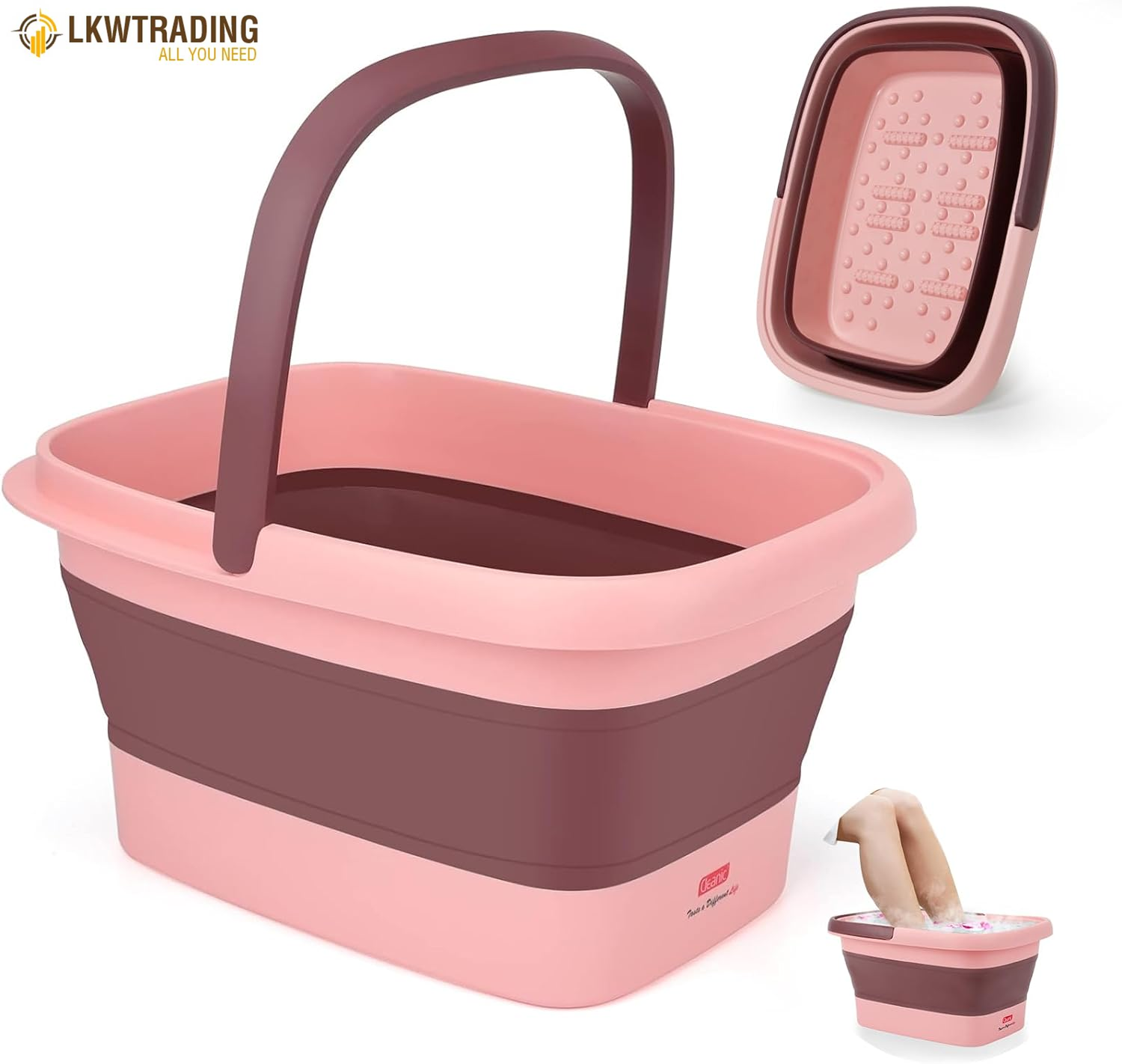 Foot Spa, Foot Bath with Massager, Collapsible Pedicure Bowl with Carry Handle,