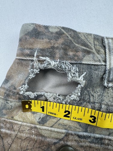 Vintage Cabelas Camo Pants Mens Advantage Timber Jeans Faded Denim 38R *HOLES* - Picture 21 of 24