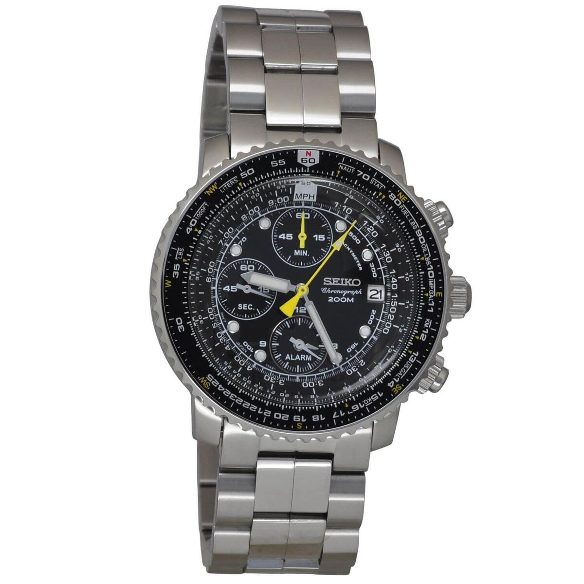 SEIKO SNA411P1 Men's Pilot Watch Alarm Chronograph 100m SEIKO SNA411P1 Men's Pilot Watch Alarm Chronograph 100m