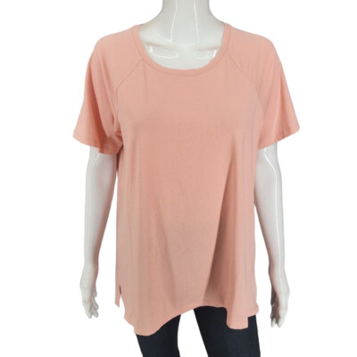 Susan Graver SG Sport Modern Everyday Top Medium Sz Coral Casual Tee Shirt