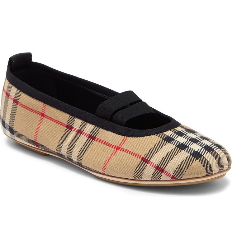100% AUTHENTIC NEW WOMEN BURBERRY GRACE CHECK BALLERINA BALLET FLATS EU 36/US 6