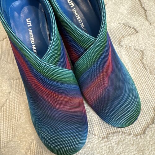 United Nude Women's Fold Hi Ankle Bootie EU 39 US 8 Bright Mix Striped Rainbow - Picture 7 of 8