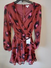 Lover Fire Wrap Womens Dress lined ling Sleeve Dressy slimming SZ S New W/tags