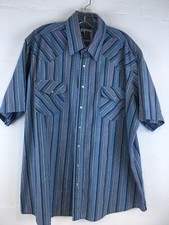 Rock Creek Ranch Blue Stripe Western Shirt Pearl Snaps XXL See Description