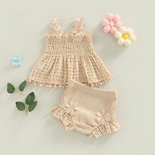 NEW Baby Girls Eyelet Floral Tunic  Bloomers Outfit Set