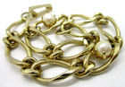 Gold tone Faux pearl chain link 7.25 in Bracelet