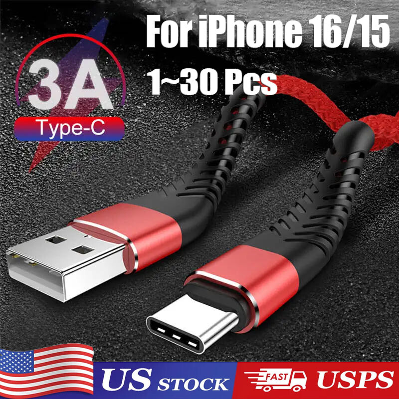 Fast Braided USB C Cable for iPhone 16 Pro Max 15 Charging & Data