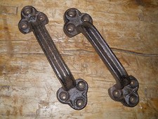 2 grandes manijas de granero rústicas de hierro fundido estilo antiguo, tirador de puerta, manijas de puerta de cobertizo