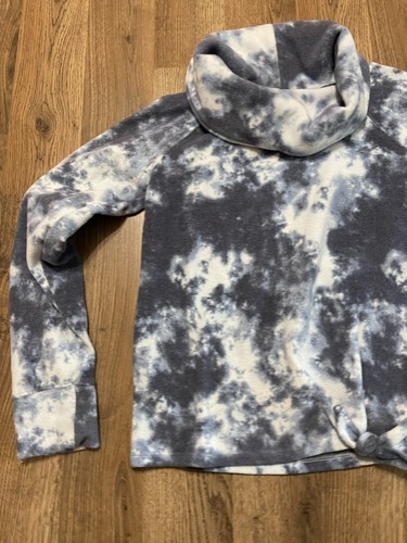 SO Sweatshirt, Girl's Size Large, White Blue, Tie Dye, Pullover, Turtleneck - Picture 3 of 8