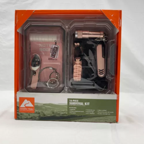 Ozark Trail 16-Piece Survival Kit Outdoor Camping Gear Pink
