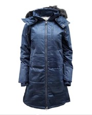 Hoodlamb Women's Midnight Blue Nordic Hemp Warm Vegan Puffer Coat Nwt