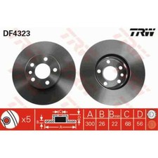 TRW 2x Bremsscheibe vorne 300 belüftet für VW Sharan 7M8 7M9 7M6 DF4323