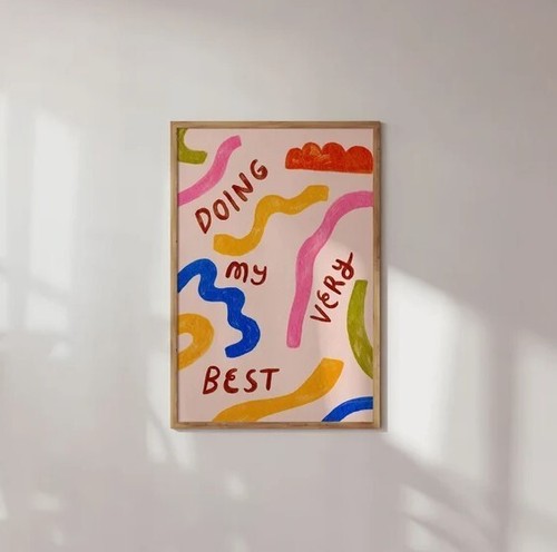 Doing My Very Best Poster | Motivational Quotes Typography | Colorful Wall Art |