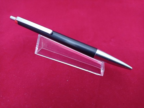 ROTRING BALLPOINT PEN BLACK SILVER RED RING VINTAGE 80S UNUSED - Picture 2 of 6