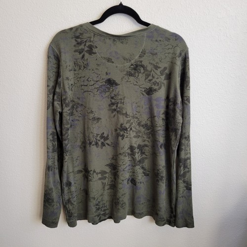 Eddie Bauer Langarm Henley oliv Blumen Thermo Strick Damen Gr. XXL - Bild 2 von 6