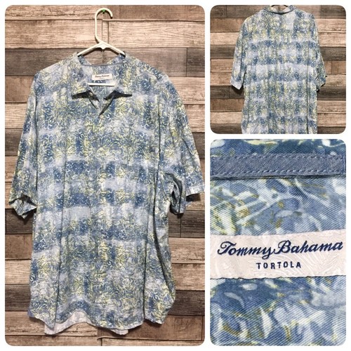Camicia Tommy Bahama Tortola con bottoni uomo XXXL blu manica corta misto lyocell - Foto 1 di 9