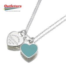 Tiffany  Co. Return to Blue Mini Double Heart Necklace New R71603