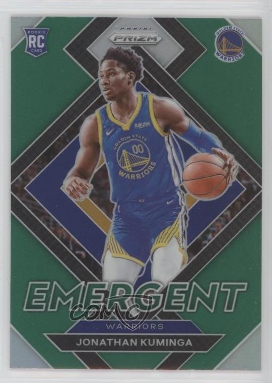 2021-22 Panini Prizm Emergent Green Prizm Jonathan Kuminga #5 Rookie RC