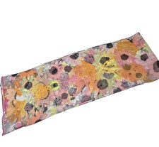 Echo 100 Silk Oblong Scarf Floral Watercolor Sunflower 59" Orange Pink Purple