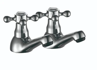 ELLSI Basin Pillar Taps – Chrome | Bathroom Sink Taps | Hot & Cold Pair | Classic Twin