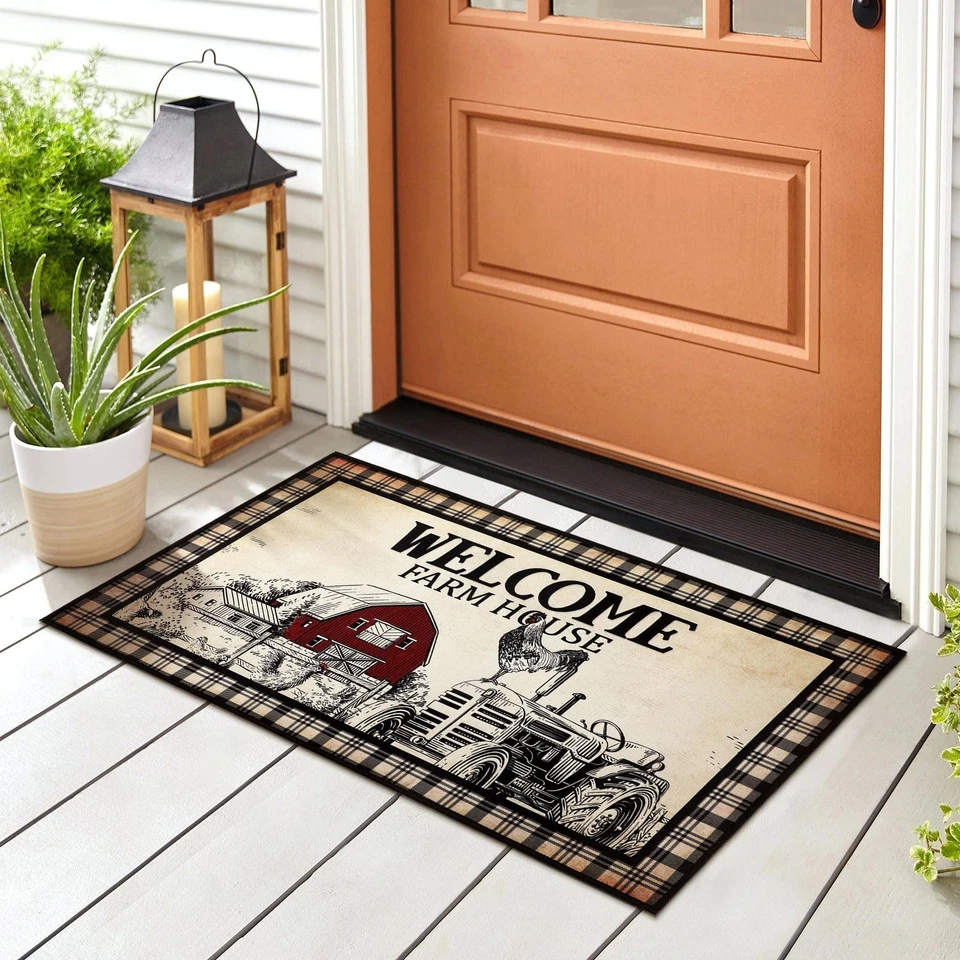 2 Piezas Alfombras de Cocina Gallo Granja Cocina Decoración Bienvenido Pollo Alfombrillas... Foto 4 de 4