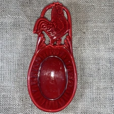 Cast Iron Spoon Rest Red Rooster Kitchen Decor Hang Or Counter Farmhouse Country
