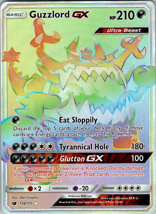 Guzzlord GX (Secret) SM - Crimson Invasion 116/111 Holo NM