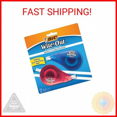 BIC Wite-Out EZ Correct Correction Tape, White, No Dry Time, Tear Resistant Tape